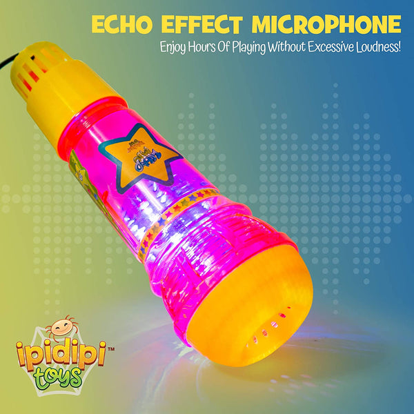 Echo Mic for Kids, Toddlers - Flashing Light and Fun Rattle - Pink Feedback Toy