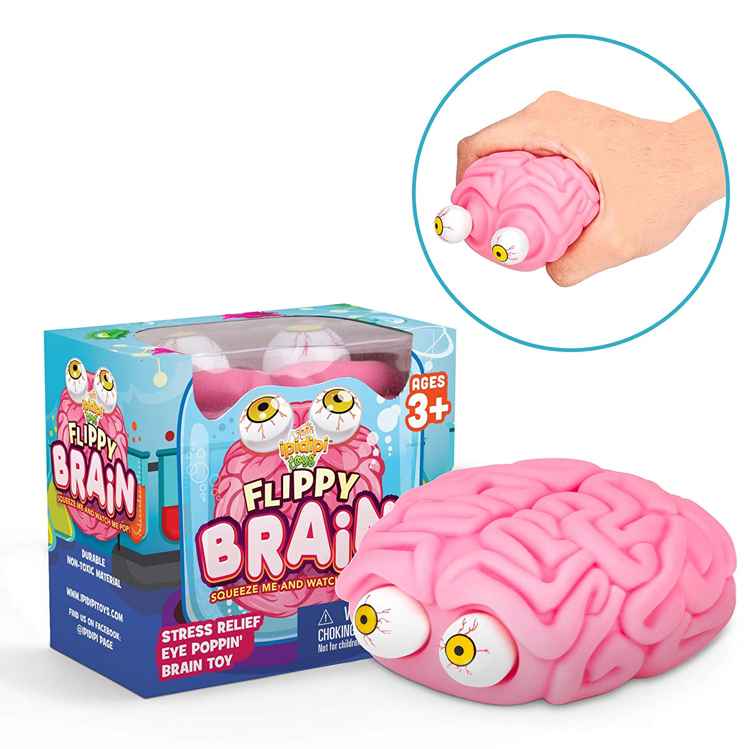 Squishy Eye Popping Brain By Funky Toys, Large Squeeze Toy, Stress R