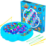 Fishing Game Play Set - 21 Fish, 4 Poles, & Rotating Board w/ On-Off Music