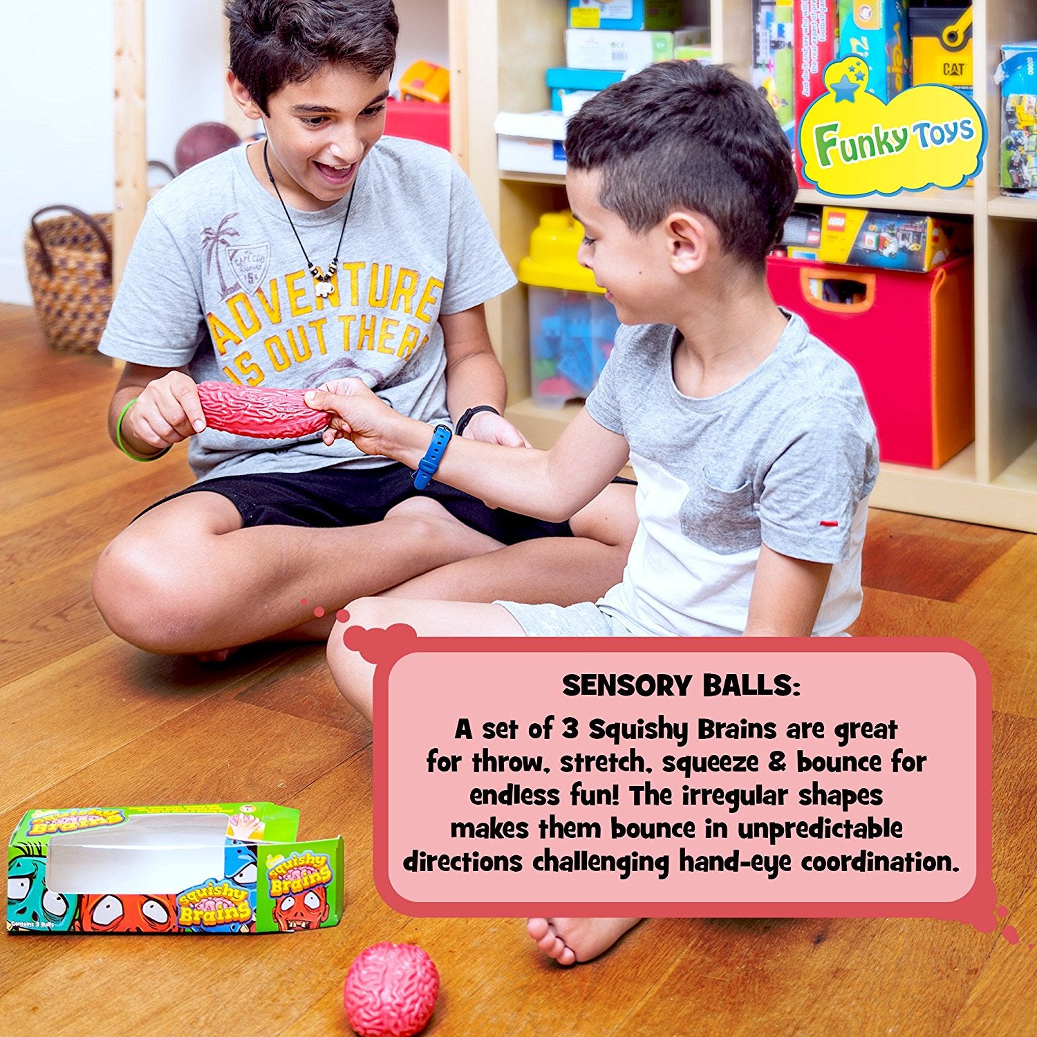 Squishy Brain Fidget Splat Ball - 3 Pack - Funky Toys