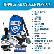 Police Officer Role Play Kit - 15 Piece Policeman Pretend Play Set